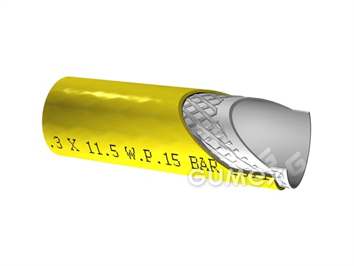 Tlaková hadice na vodu a vzduch HI-VIS, 6,3/11,5mm, 15bar, PVC/PVC, -15°C/+60°C, reflexní žlutá